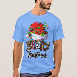 Frohe Weihnachts-Weihnachtsmannmütze Lights Leopar T-Shirt
