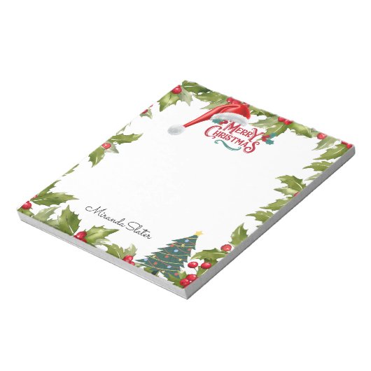 Frohe Weihnachts-Weihnachtsmannmütze Mistletoe Notizblock (Rotiert)