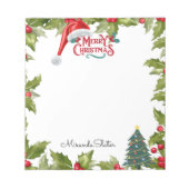 Frohe Weihnachts-Weihnachtsmannmütze Mistletoe Notizblock (Vorderseite)