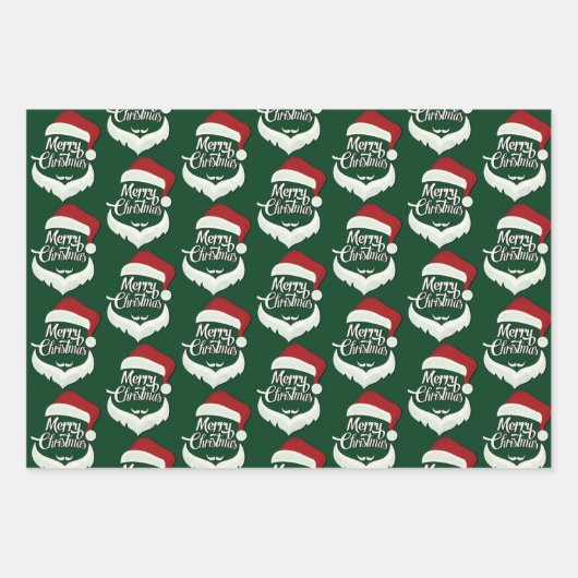 Frohe Weihnachts-Weihnachtsmannmütze Muster Geschenkpapier Set (Vorderseite 2)