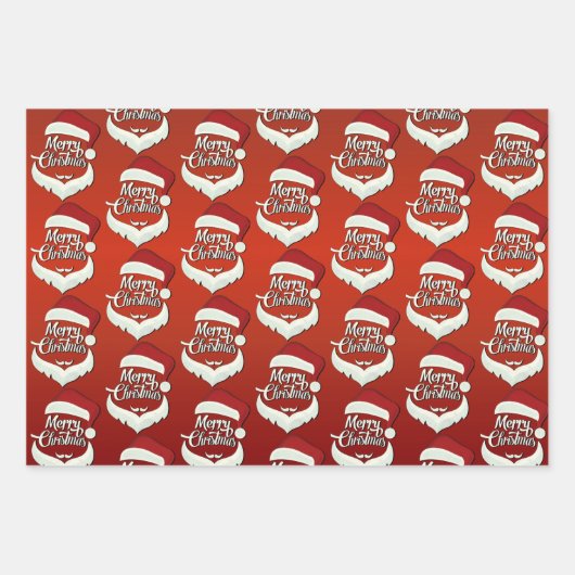 Frohe Weihnachts-Weihnachtsmannmütze Muster Geschenkpapier Set (Vorderseite)