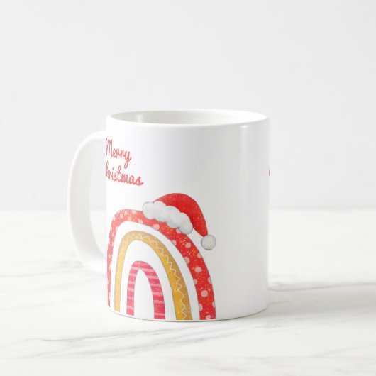 Frohe Weihnachts-Weihnachtsmannmütze Rainbow Moder Tasse (Vorderseite Links)