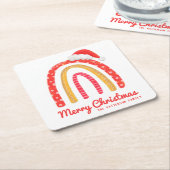 Frohe Weihnachts-Weihnachtsmannmütze Rainbow Perso Rechteckiger Pappuntersetzer (angewinkelt)