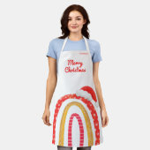 Frohe Weihnachts-Weihnachtsmannmütze Rainbow Perso Schürze (Getragen)