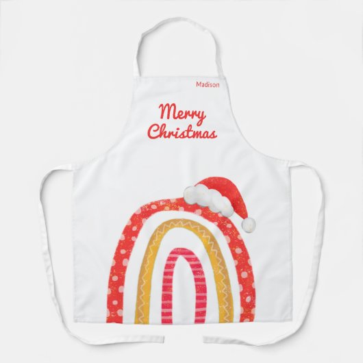 Frohe Weihnachts-Weihnachtsmannmütze Rainbow Perso Schürze (Vorderseite)