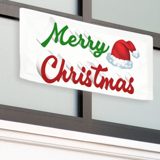 Frohe Weihnachts-Weihnachtsmannmütze Rot-Grün-Skri Banner (Äußeres Gebäude)