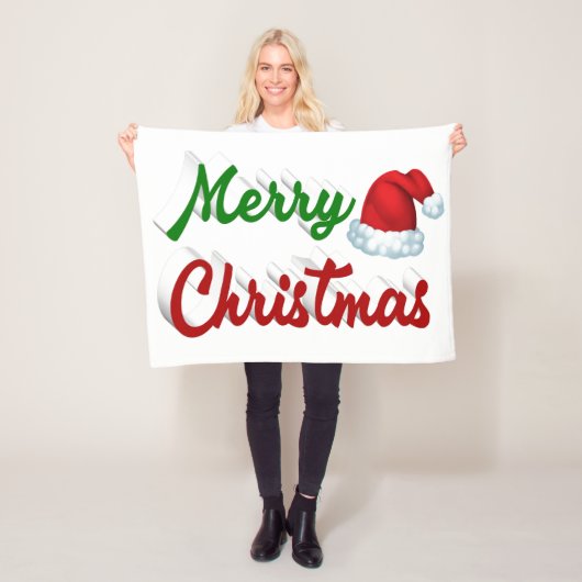 Frohe Weihnachts-Weihnachtsmannmütze Rot-Grün-Skri Fleecedecke (Beispiel)