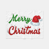 Frohe Weihnachts-Weihnachtsmannmütze Rot-Grün-Skri Fleecedecke (Vorderseite (Horizontal))