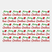 Frohe Weihnachts-Weihnachtsmannmütze Rot-Grün-Skri Geschenkpapier Set (Vorderseite)