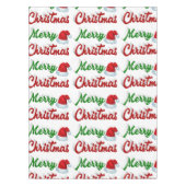 Frohe Weihnachts-Weihnachtsmannmütze Rot-Grün-Skri Tischdecke (Vorderseite)