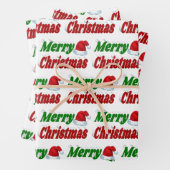 Frohe Weihnachts-Weihnachtsmannmütze rot-grüne Typ Geschenkpapier Set (Beispiel)