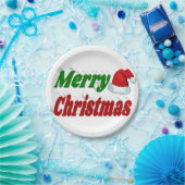 Frohe Weihnachts-Weihnachtsmannmütze rot-grüne Typ Pappteller (Party)