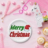 Frohe Weihnachts-Weihnachtsmannmütze rot-grüne Typ Pappteller (Party)