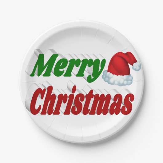 Frohe Weihnachts-Weihnachtsmannmütze rot-grüne Typ Pappteller (Vorderseite)
