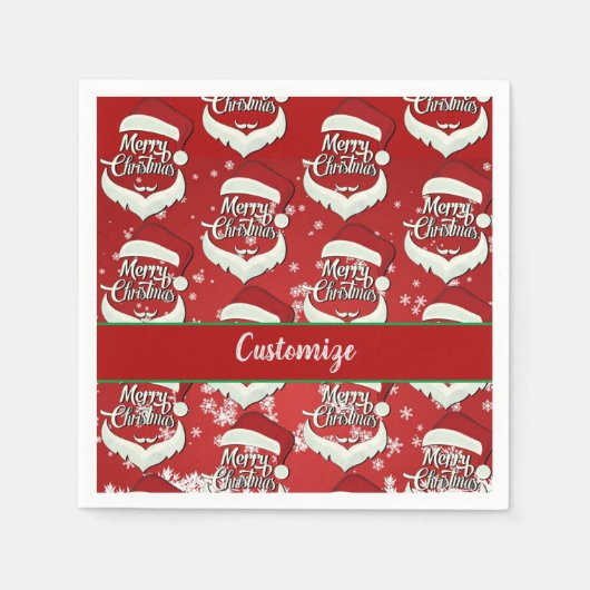Frohe Weihnachts-Weihnachtsmannmütze Serviette (Vorderseite)