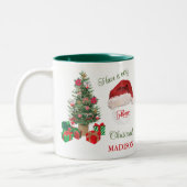 Frohe Weihnachts-Weihnachtsmannmütze Tree Golf Bal Zweifarbige Tasse (Links)