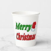 Frohe Weihnachts-Weihnachtsmannmütze Typografie Pappbecher (Rückseite)