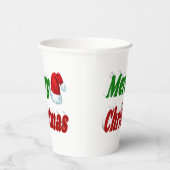 Frohe Weihnachts-Weihnachtsmannmütze Typografie Pappbecher (Rechts)