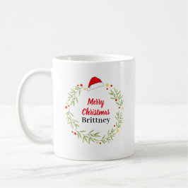 Frohe Weihnachts-Weihnachtsmannmütze Wreath Person Kaffeetasse