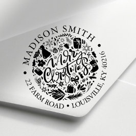 Frohe Weihnachts-Weihnachtsschrift Niedliche Rücks Permastempel