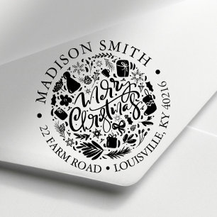 Frohe Weihnachts-Weihnachtsschrift Niedliche Rücks Permastempel