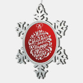 Frohe Weihnachts-Weihnachtsschwärme Schneeflocken Zinn-Ornament (Rechts)