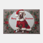 Frohe Weihnachts Weimaraner Hund mit Weihnachtsman Fußmatte (Vorderseite)