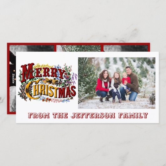 Frohe Weihnachts-weiße Fotokarte Feiertagskarte (Vorne/Hinten)