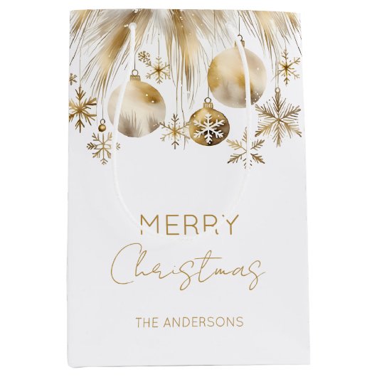 Frohe Weihnachts-Weißgold Boho Baubles Mittlere Geschenktüte (Vorderseite)