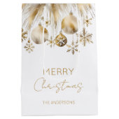 Frohe Weihnachts-Weißgold Boho Baubles Mittlere Geschenktüte (Rückseite)