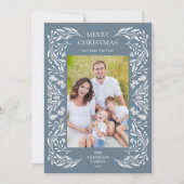 Frohe Weihnachts Weißgrün Nachricht Foto Feiertagskarte (Vorderseite)