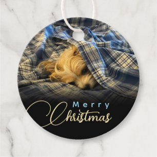 Frohe Weihnachts Welpe Foto Kariert Blanket Geschenkanhänger