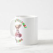 Frohe Weihnachts-Welpe-Liebe Kaffeetasse (Vorderseite Links)