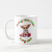 Frohe Weihnachts-Welpe-Liebe Kaffeetasse (Links)