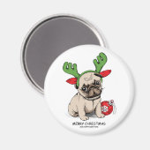 Frohe Weihnachts Welpe Mops Magnet (Vorderseite/Rückseite)