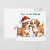 Frohe Weihnachts Welpen Weihnachtskarte (Vorne/Hinten)