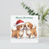Frohe Weihnachts Welpen Weihnachtskarte (Stehend Vorderseite)