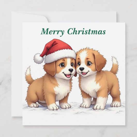 Frohe Weihnachts Welpen Weihnachtskarte (Vorderseite)