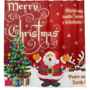 Frohe Weihnachts-Weltfrieden Duschvorhang