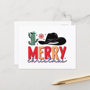 Frohe Weihnachts-Western Cowboy-Hut Feiertagspostkarte