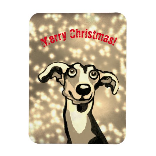 Frohe Weihnachts-Whippet Magnet (Vertikal)