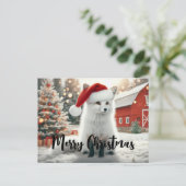 Frohe Weihnachts-White Fox Postkarte (Stehend Vorderseite)