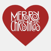 Frohe Weihnachts-White Heart Sticker (Vorderseite)