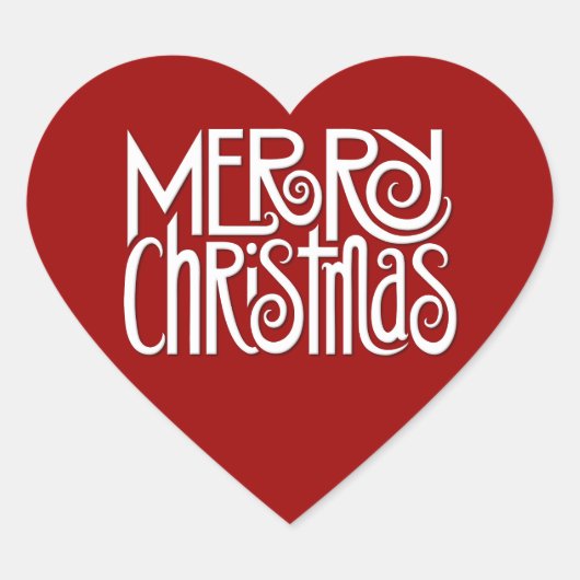 Frohe Weihnachts-White Heart Sticker (Vorderseite)