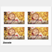 Frohe Weihnachts-White Holiday Foto Overlay Rechteckiger Aufkleber (Blatt)