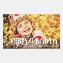 Frohe Weihnachts-White Holiday Foto Overlay Rechteckiger Aufkleber