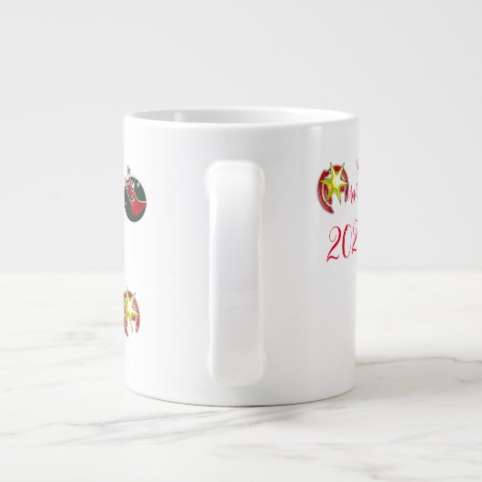 Frohe Weihnachts Wind Santa Claus Sock Jumbo-Tasse (Rückseite)