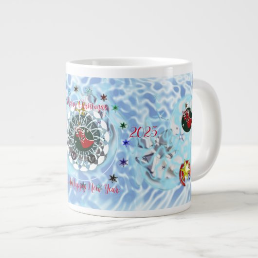 Frohe Weihnachts Wind Santa Claus Sock Jumbo-Tasse (Vorderseite Rechts)