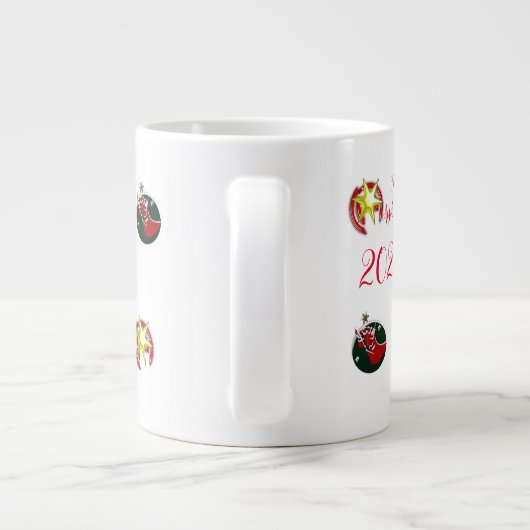 Frohe Weihnachts Wind Santa Claus Sock Jumbo-Tasse (Rückseite)