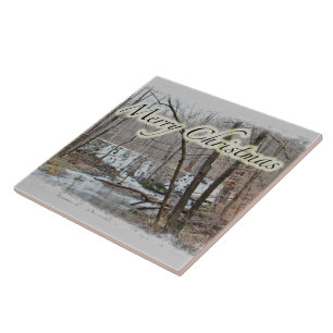 Frohe Weihnachts-Winter-Damm Off Badman Road Fliese